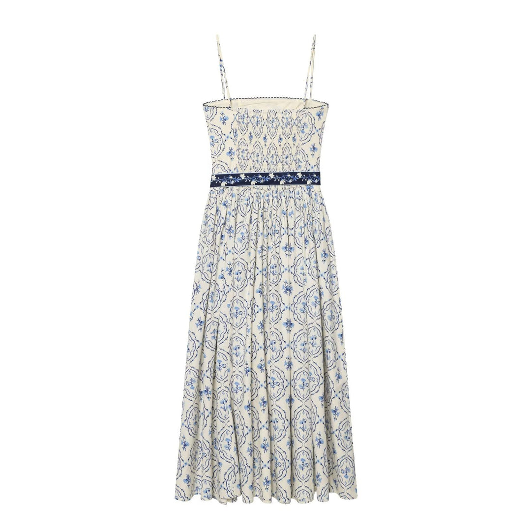 Damen Maxikleid mit floralem Muster und verstellbaren Spaghetti-Trägern Drune