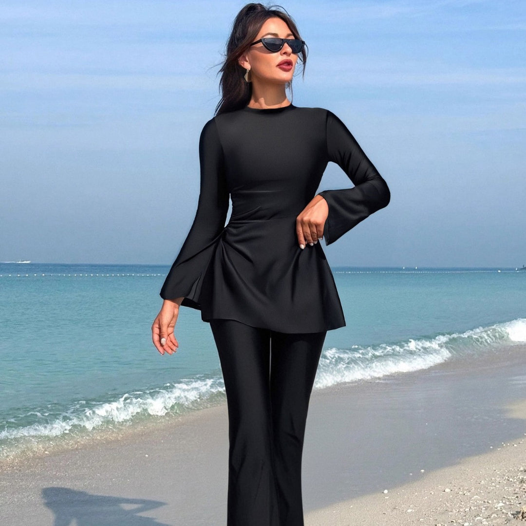 Damen eleganter Strandanzug mit weit schwingendem Oberteil Drune