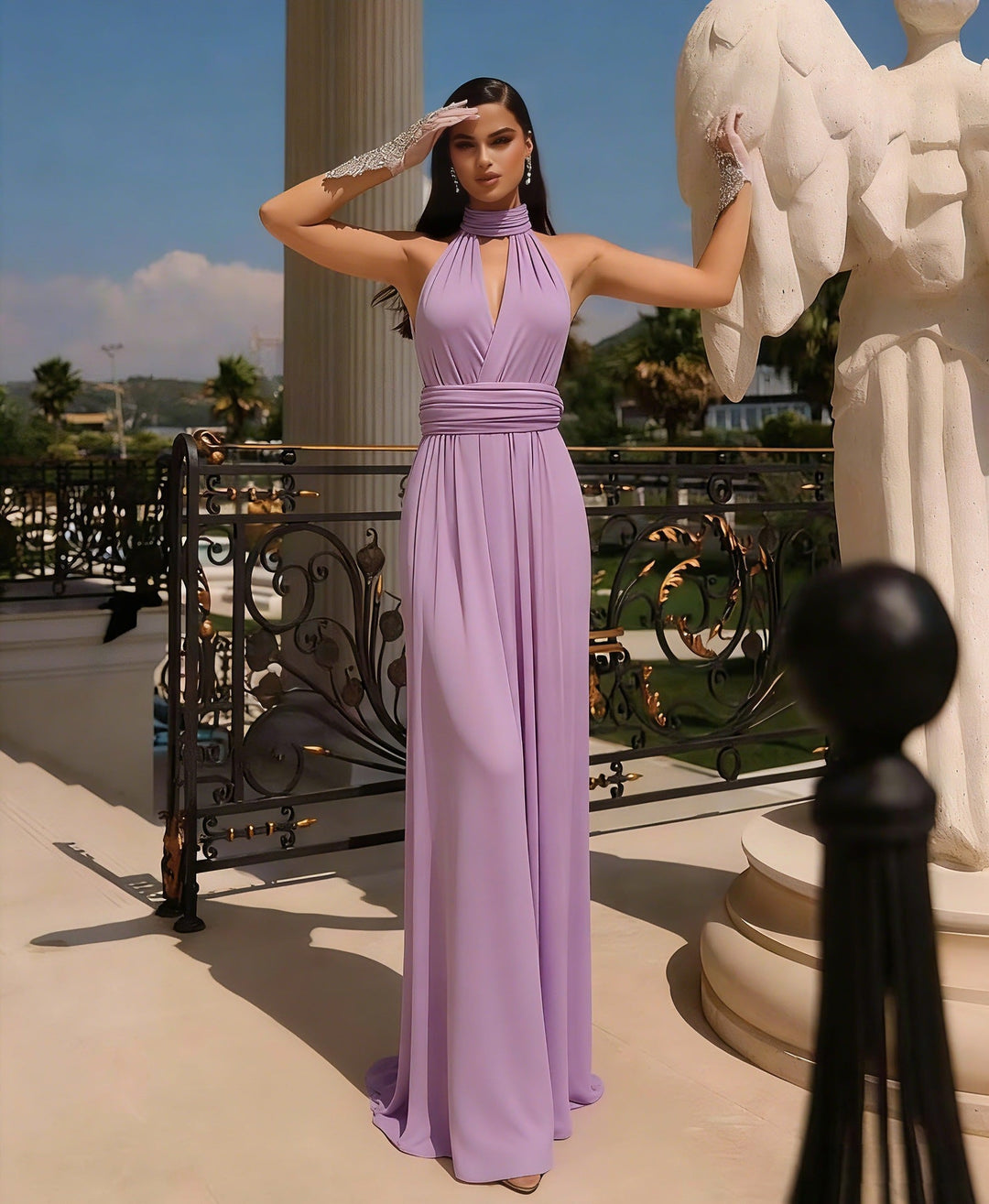 Damen Maxikleid mit hochwertigem Wickeldesign Drune