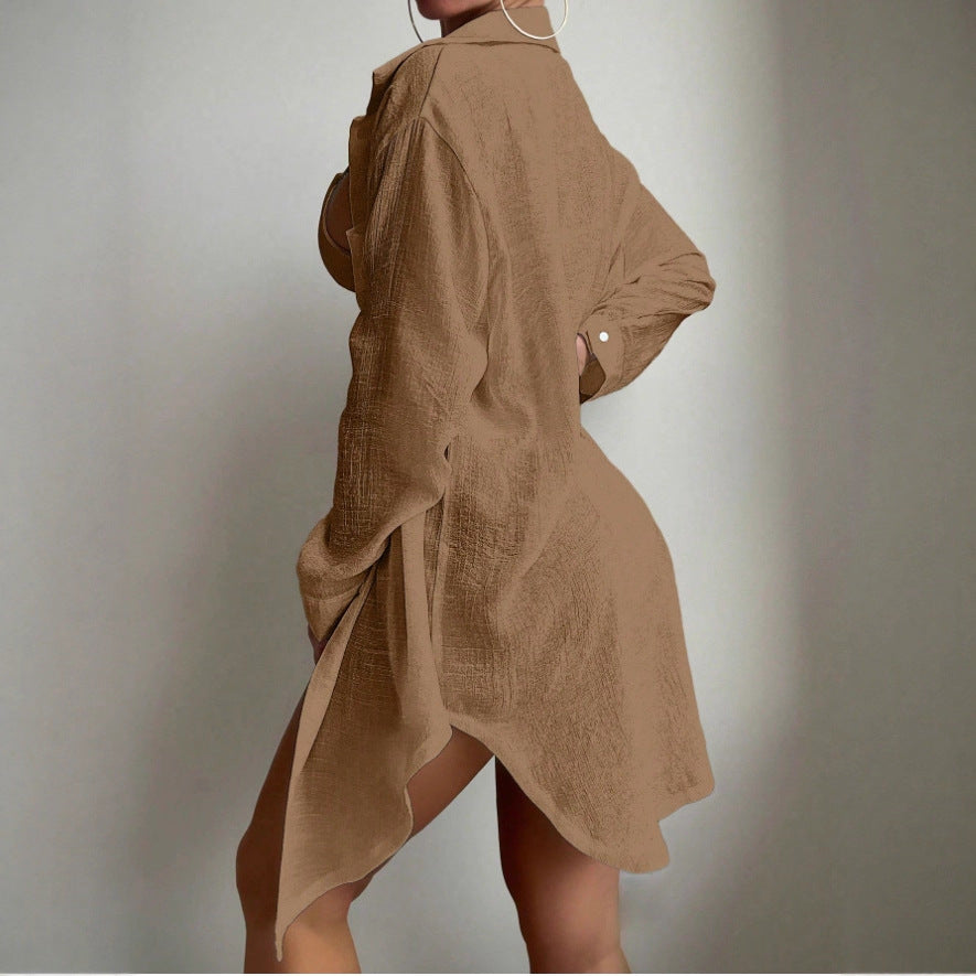 Damen Leichte Strandbluse aus transparenter Baumwolle Drune