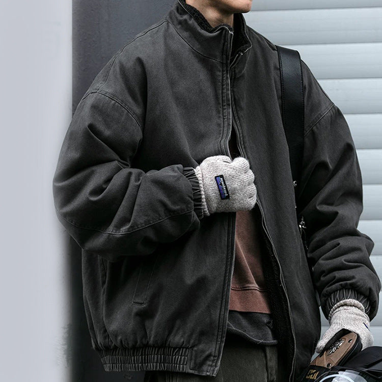 Unisex Wattierte Bomberjacke mit Teddyfutter Drune