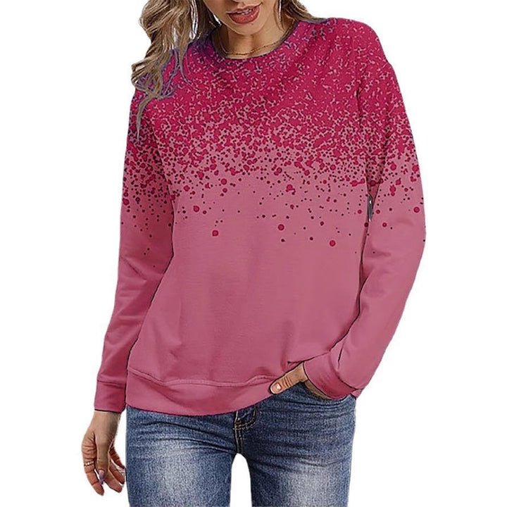 Damen Sweatshirt mit Farbverlauf-Punktdruck und Rundhalsausschnitt Drune