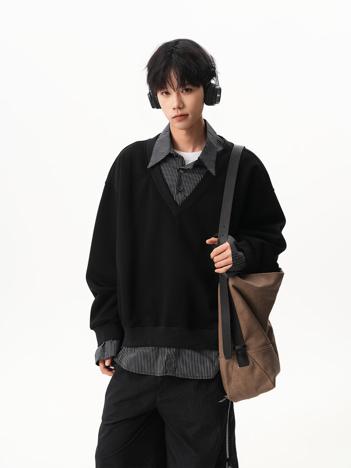 Herren Lässiger V-Neck Pullover Drune