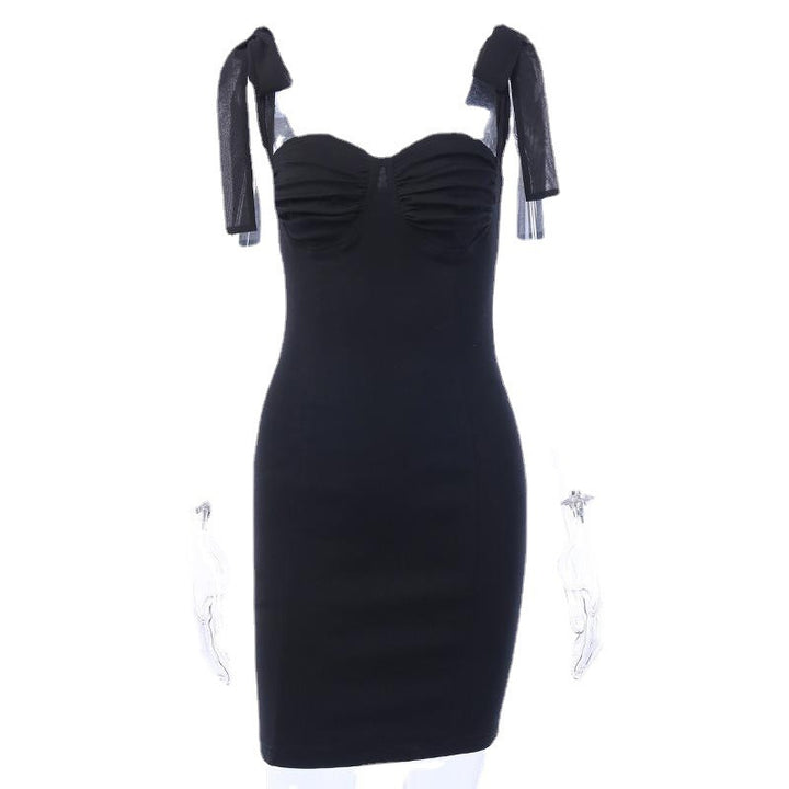 Damen Figurbetontes Minikleid mit trägerloser Bustier-Optik und charmanten Schleifen Drune
