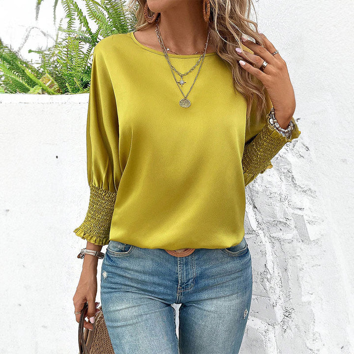Damen elegantes Blusentop mit trendigen Puffärmeln Drune