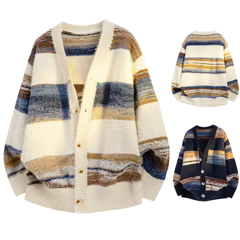 Damen Modische Strickjacke mit Blockstreifen Drune