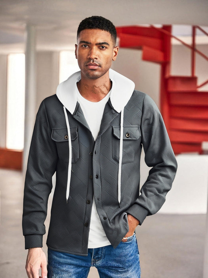 Herren modische Hybrid-Jacke mit abnehmbarer Kapuze und praktischen Taschen Drune