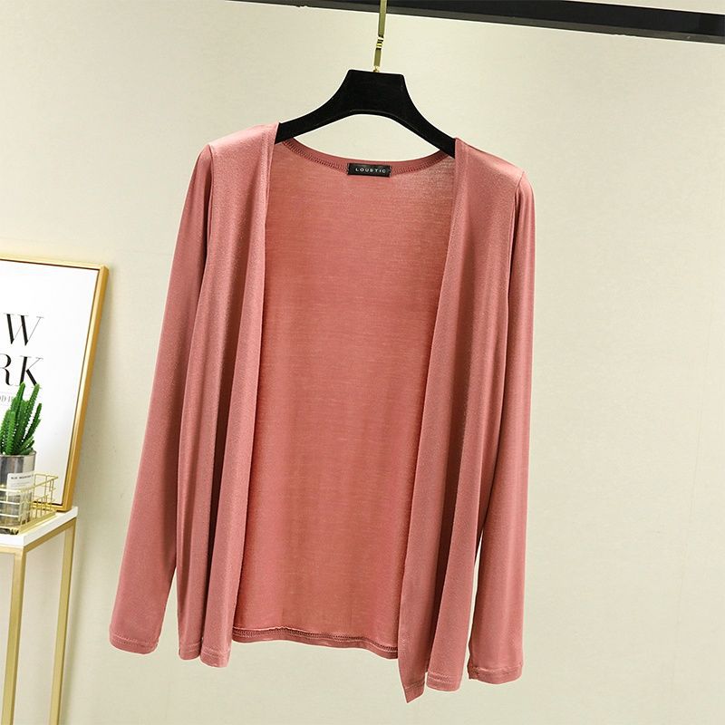 Damen leichte Strickjacke mit offenem Schnitt und langen Ärmeln Drune