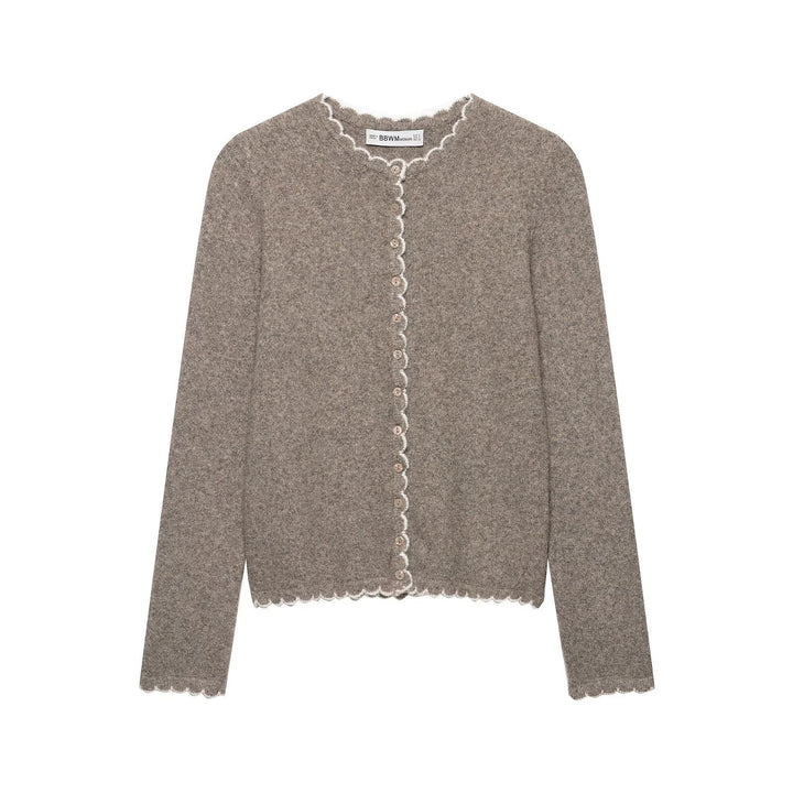 Damen Feinstrick-Cardigan mit Muschelkante und Perlmuttknöpfen Drune