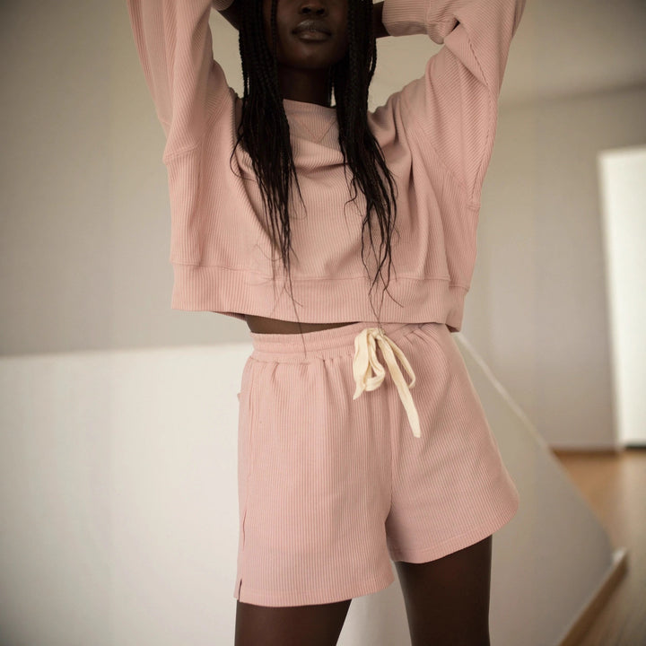 Damen Casual Oversized Sweatshirt und Shorts Set Drune