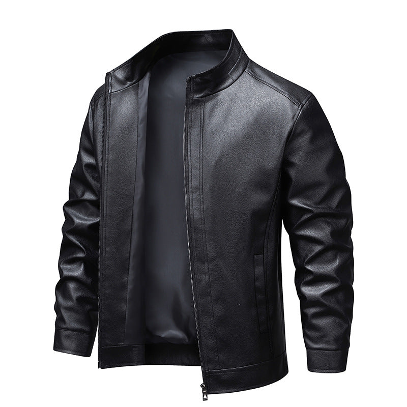 Herren Premium-Kunstleder-Blousonjacke mit Verdecktem Zwei-Wege-Reißverschluss & Rippbündchen Drune