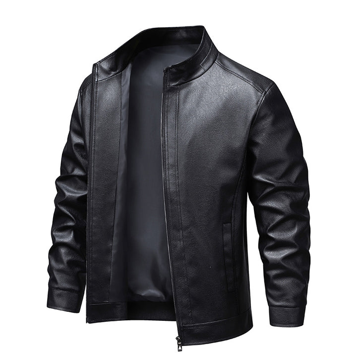 Herren Premium-Kunstleder-Blousonjacke mit Verdecktem Zwei-Wege-Reißverschluss & Rippbündchen Drune