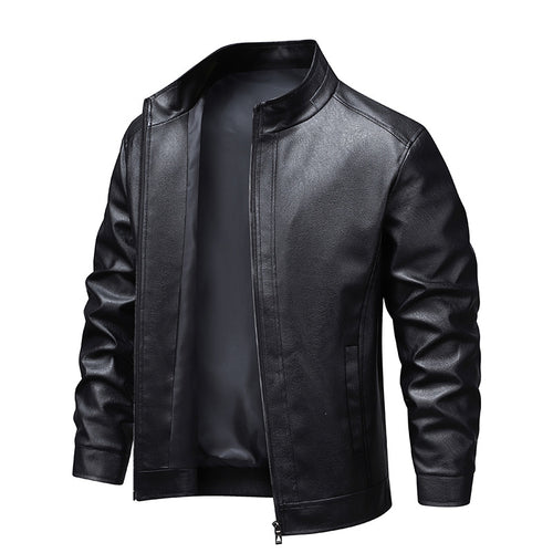 Herren Premium-Kunstleder-Blousonjacke mit Verdecktem Zwei-Wege-Reißverschluss & Rippbündchen Drune