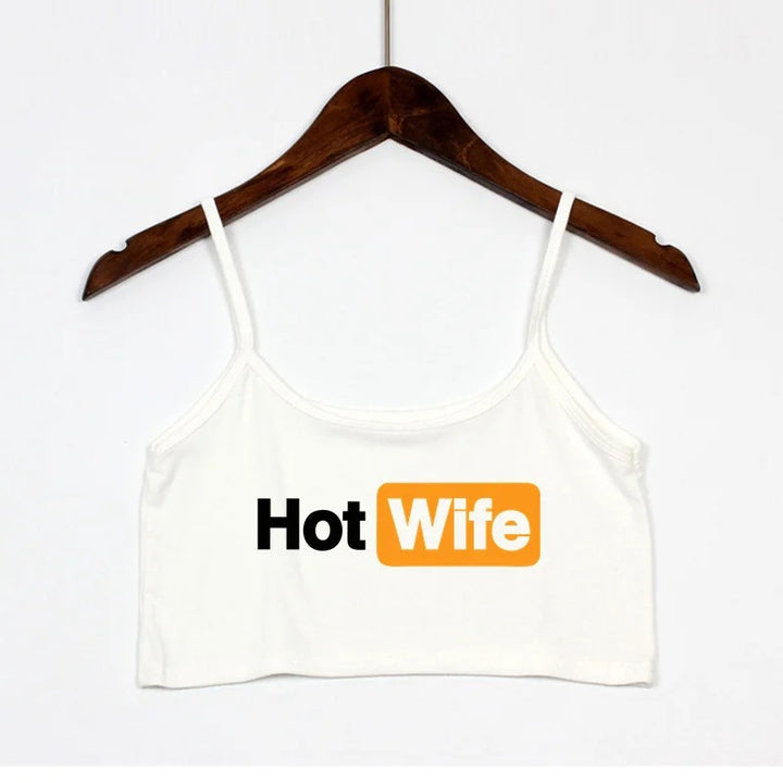 Damen Crop-Top mit modernen Schriftzügen und verstellbaren Trägern Drune