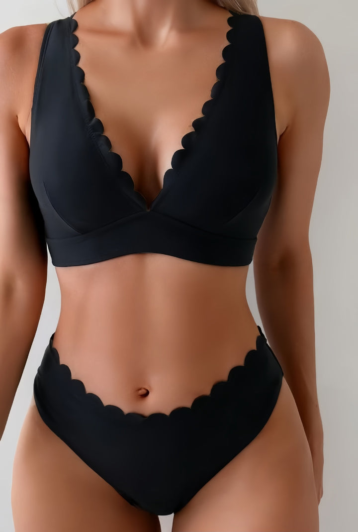 Damen Eleganter Bikini mit Wellenkante Drune