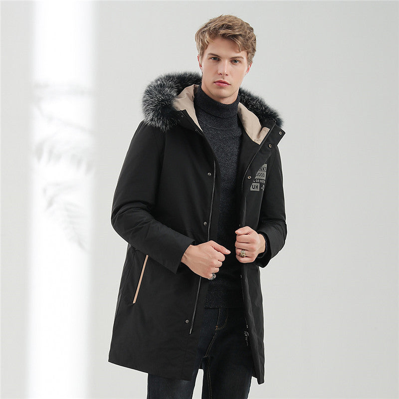 Herren Thermo Parka mit Kapuze und abnehmbarem Kunstfellbesatz Drune