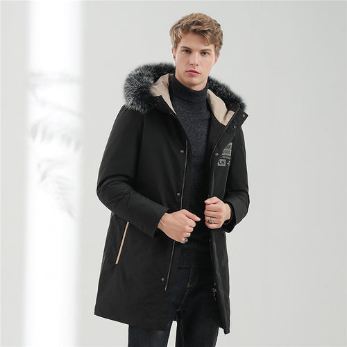 Herren Thermo Parka mit Kapuze und abnehmbarem Kunstfellbesatz Drune