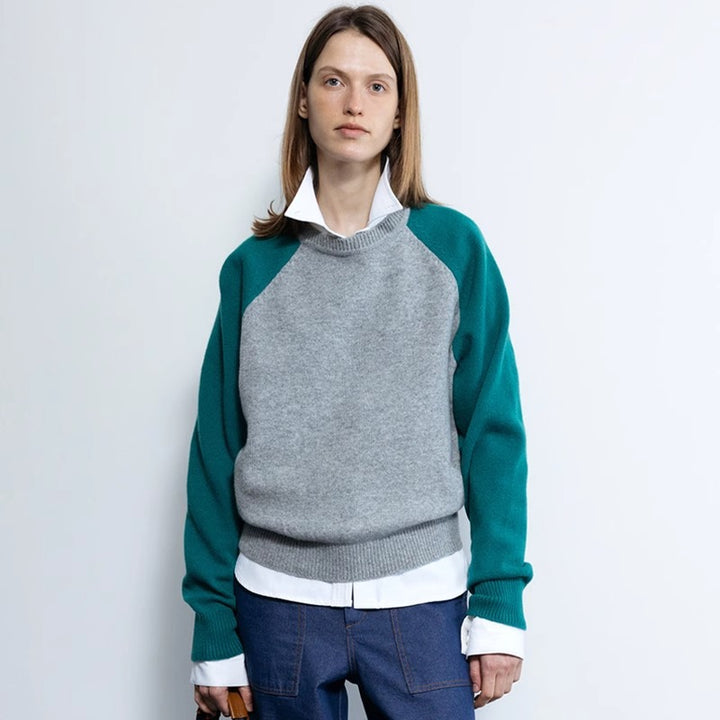 Damen sportlicher Strickpullover mit Raglanärmeln Drune