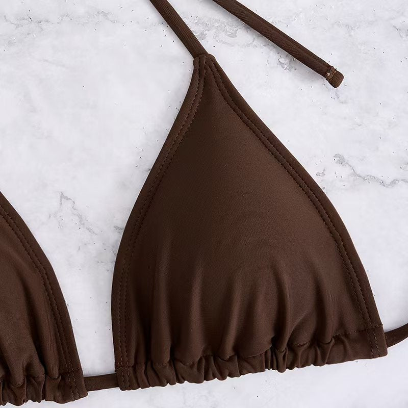 Damen Triangel-Bikini-Set mit verstellbarem Rock Drune