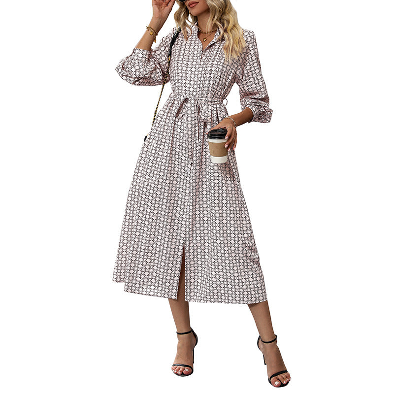 Damen Langarm Kleid mit Gürteldetail Drune