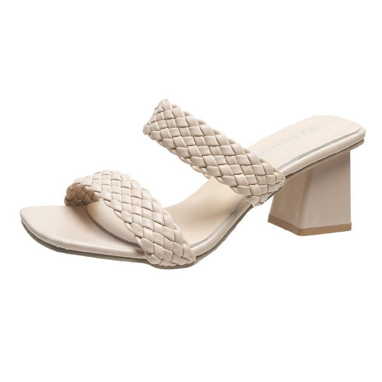 Damen Sandaletten mit geflochtenen Riemen und elegantem Blockabsatz Drune