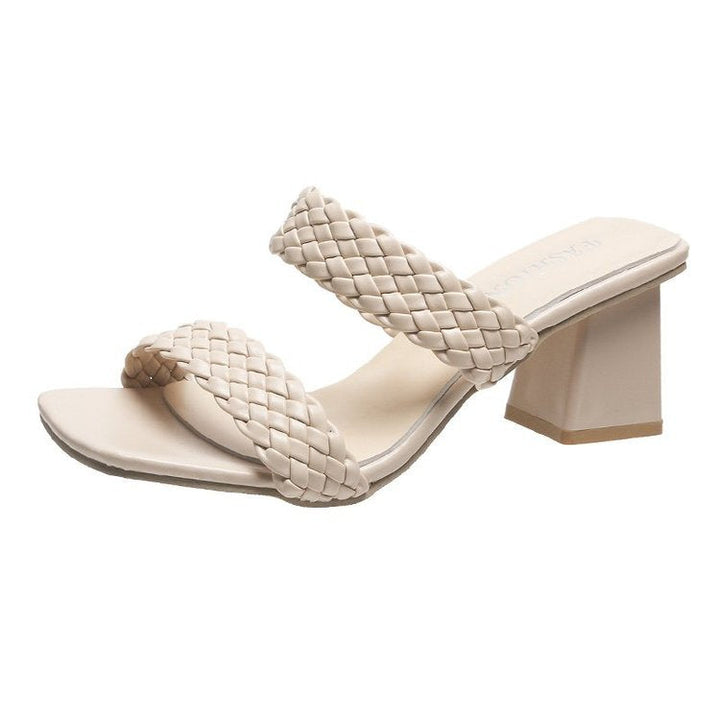 Damen Sandaletten mit geflochtenen Riemen und elegantem Blockabsatz Drune