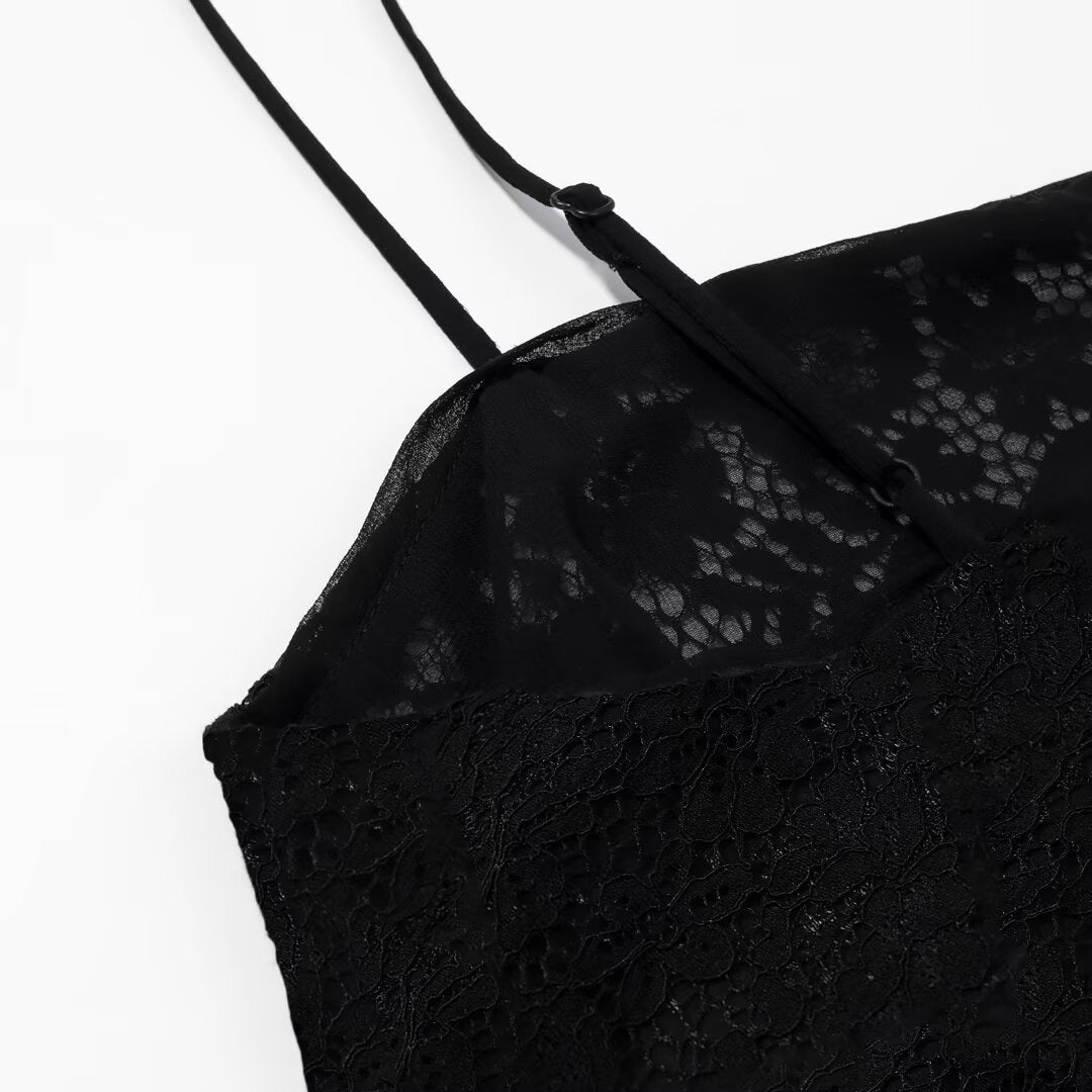 Damen-Spitzen-Camisole mit asymmetrischem Schnitt und dekorativen Trägern Drune
