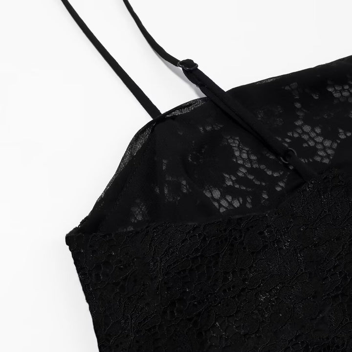 Damen-Spitzen-Camisole mit asymmetrischem Schnitt und dekorativen Trägern Drune