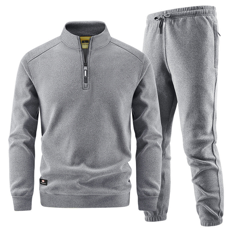 Herren Fleece-Trainingsset mit Stehkragen und Elastikbund Drune