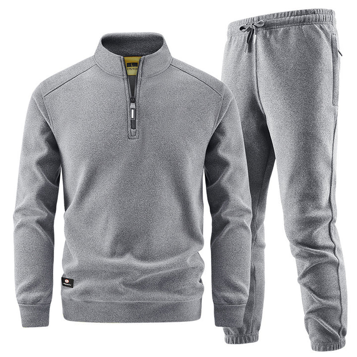 Herren Fleece-Trainingsset mit Stehkragen und Elastikbund Drune