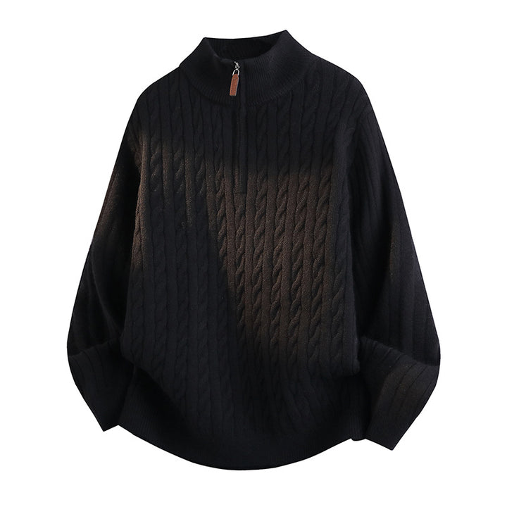 Damen Modischer Strickpullover mit Stehkragen und Reißverschluss Drune
