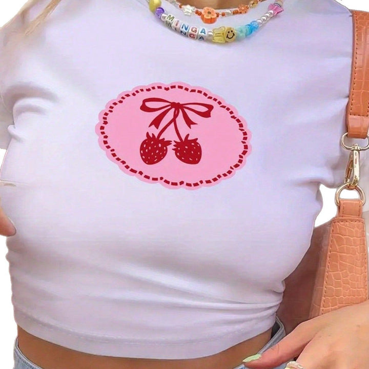 Damen Crop-Top mit fruchtigem Kirschmotiv und verspieltem Design Drune