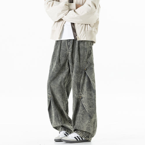 Herren weite Baumwoll-Cargohose mit Elastikbund, Kordelzug und Utility-Details Drune