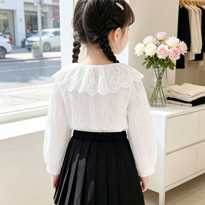 Mädchen Bluse mit romantischem Spitzenkragen und filigranem Design Drune