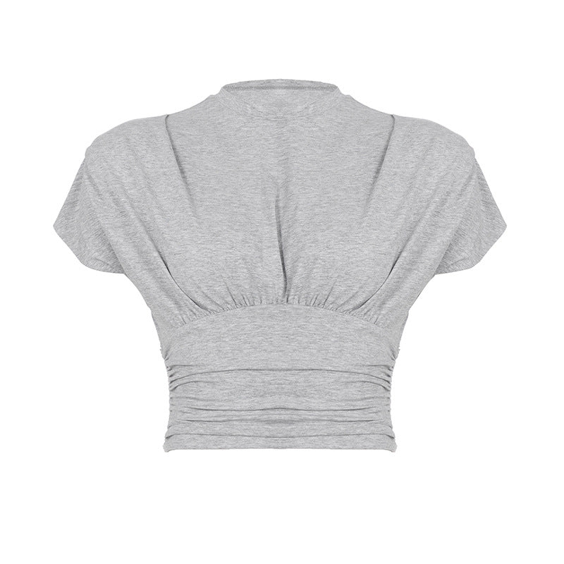 Damen lässiges Oversized T-Shirt mit elastischem Bund und Raffung Drune