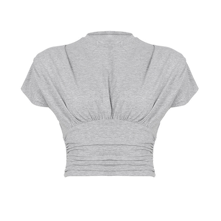 Damen lässiges Oversized T-Shirt mit elastischem Bund und Raffung Drune