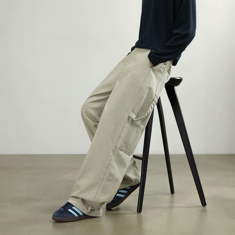 Herren Weite Utility-Cargohose mit elastischem Bund und geradem Bein Drune