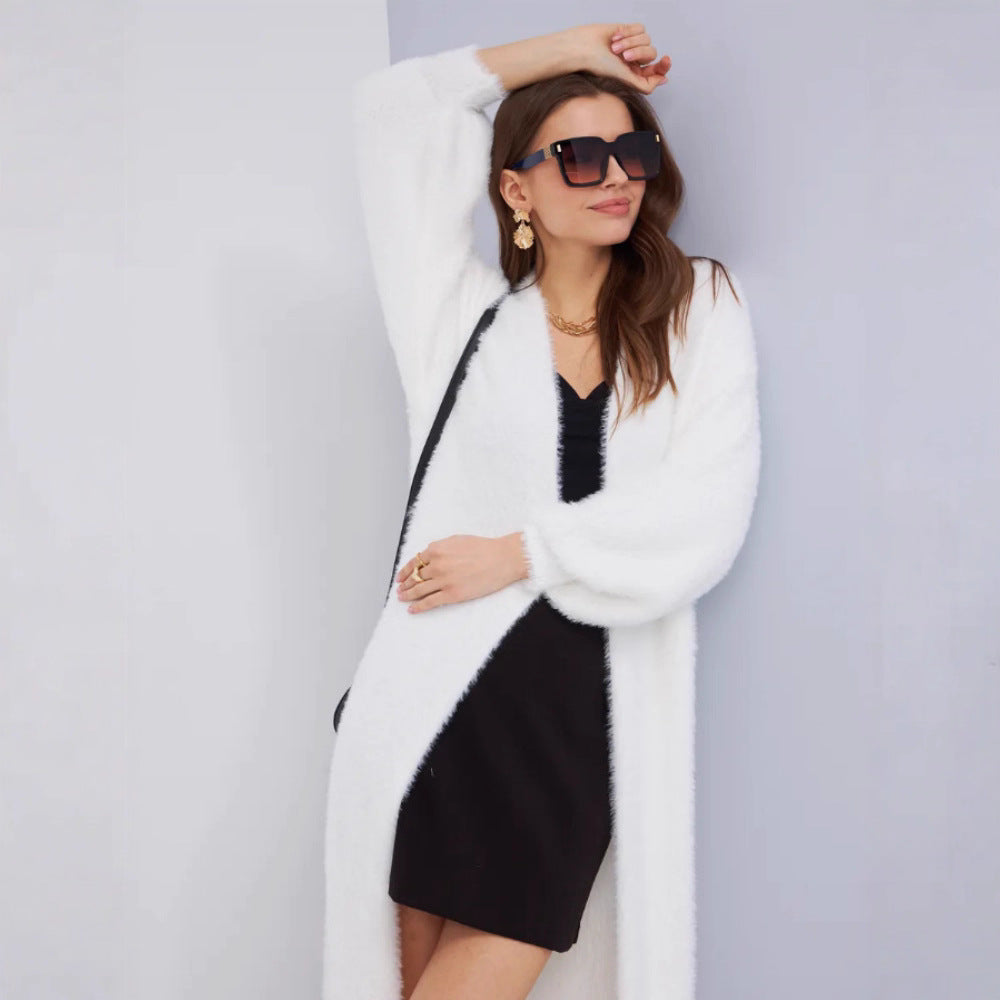 Damen Flauschiger Langarm Cardigan Drune