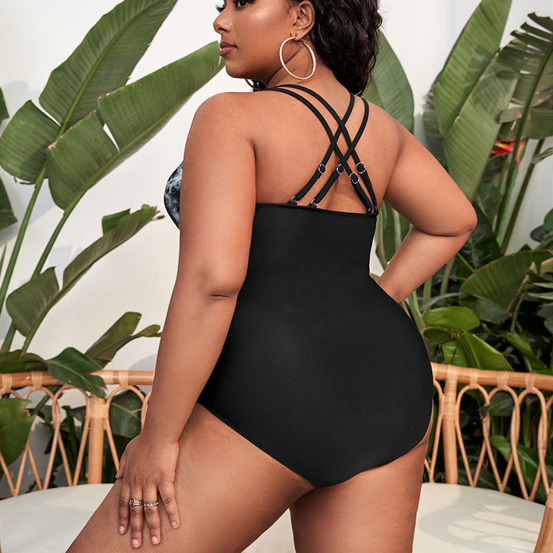 Damen eleganter Einteiler Badeanzug mit stilvollem Wickeldesign Drune