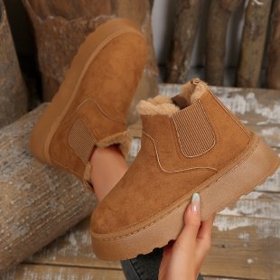 Damen Gefütterte Chelsea‑Stiefeletten aus Wildlederoptik mit elastischer Seitenblende und profilierter Gummisohle Drune