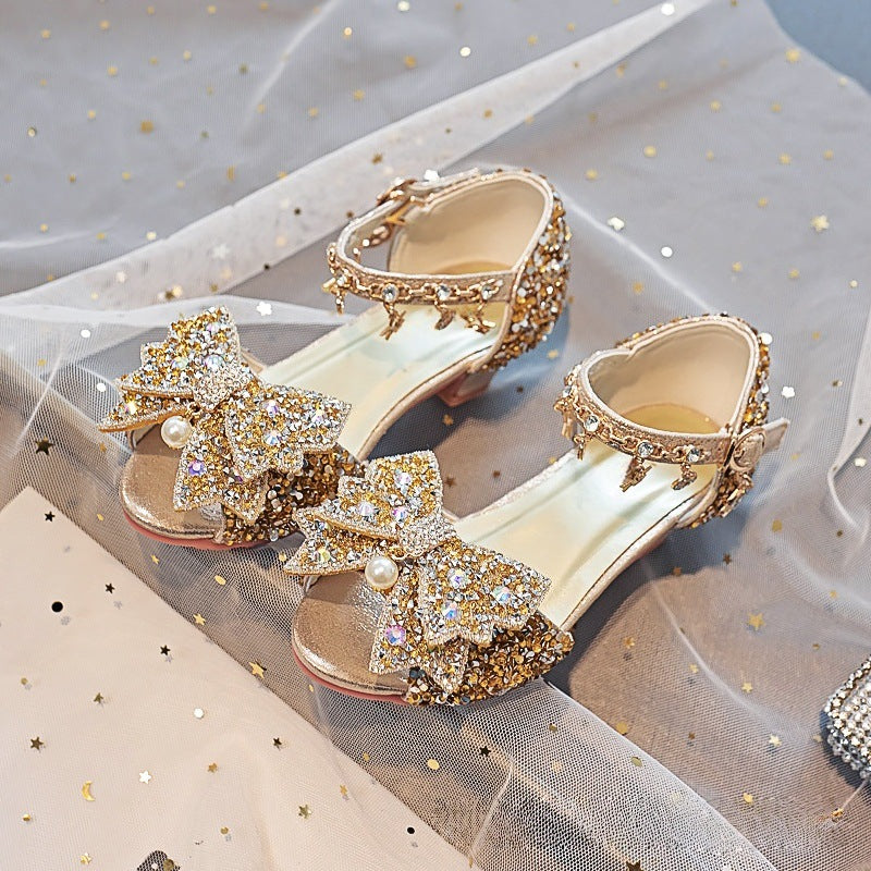 Mädchen Elegante und funkelnde Sandalen mit großen Schleifen Drune