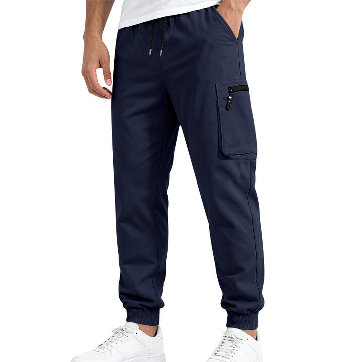 Herren Multifunktionale Slim-Jogginghose mit Cargo-Tasche, Elastischem Tunnelzug und Rippbündchen Drune