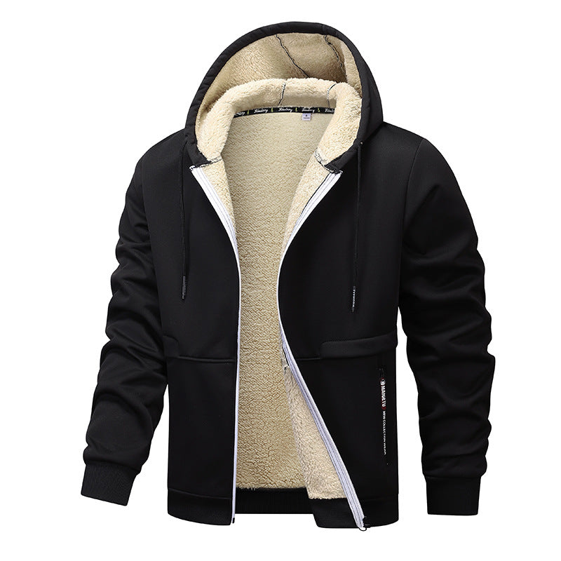 Herren Warme Kapuzenjacke mit Fleece-Innenfutter Drune
