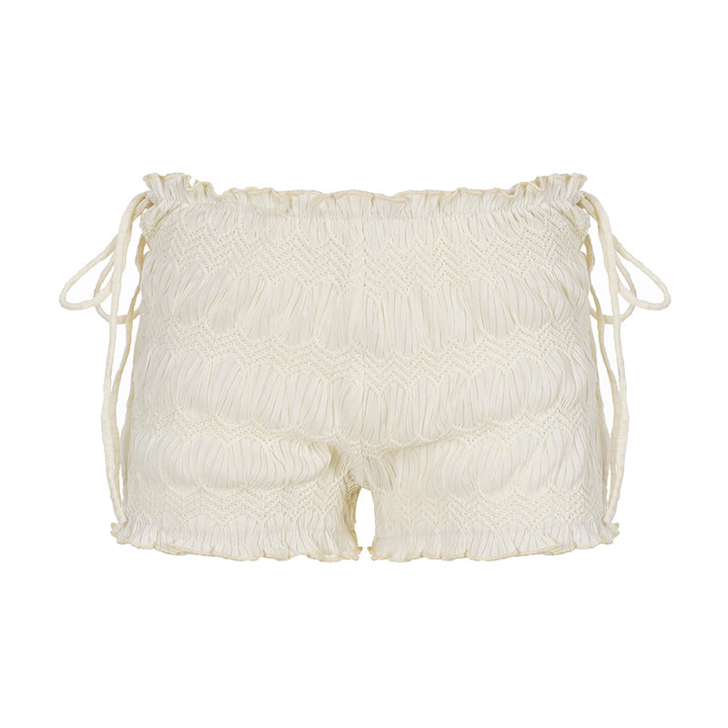 Damen luftige Shorts mit elastischem Bund und Bindeakzenten Drune