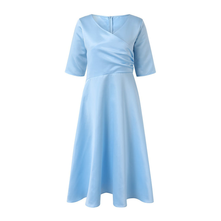 Damen Wickelkleid mit elegantem V-Ausschnitt und schwingendem Saum Drune