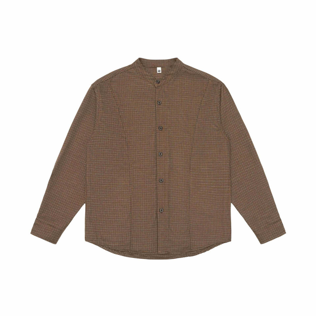 Unisex Oversize-Hemdjacke mit Stehkragen, Glencheckmuster und gerundetem Saum Drune