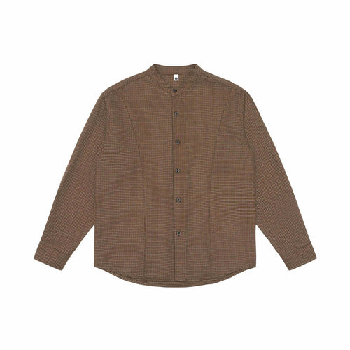 Unisex Oversize-Hemdjacke mit Stehkragen, Glencheckmuster und gerundetem Saum Drune