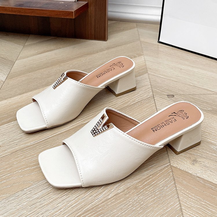 Damen elegante Pantoletten mit Schmuckdetails Drune