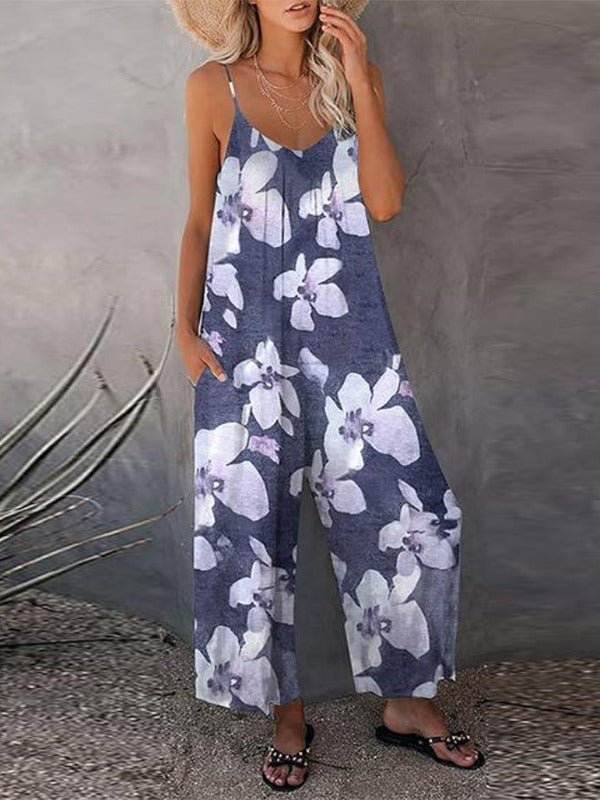 Damen lässiger Jumpsuit mit zartem Muster Drune