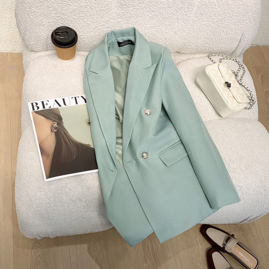Damen Moderner Doppelt Knopfgesteckter Blazer Drune
